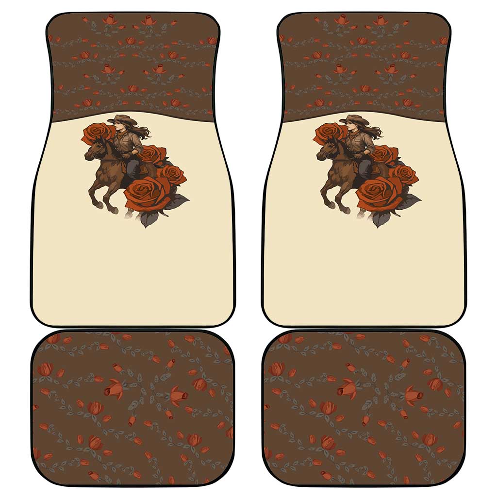 Cowgirl Car Mats Rose Retro Western Yoke - Wonder Print Shop