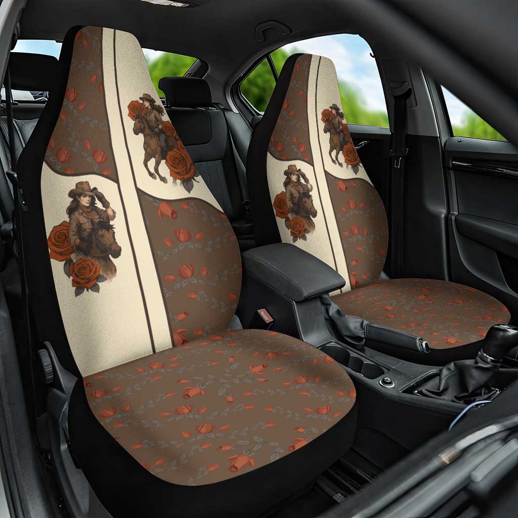 Cowgirl Car Seat Cover Rose Retro Western Yoke - Wonder Print Shop