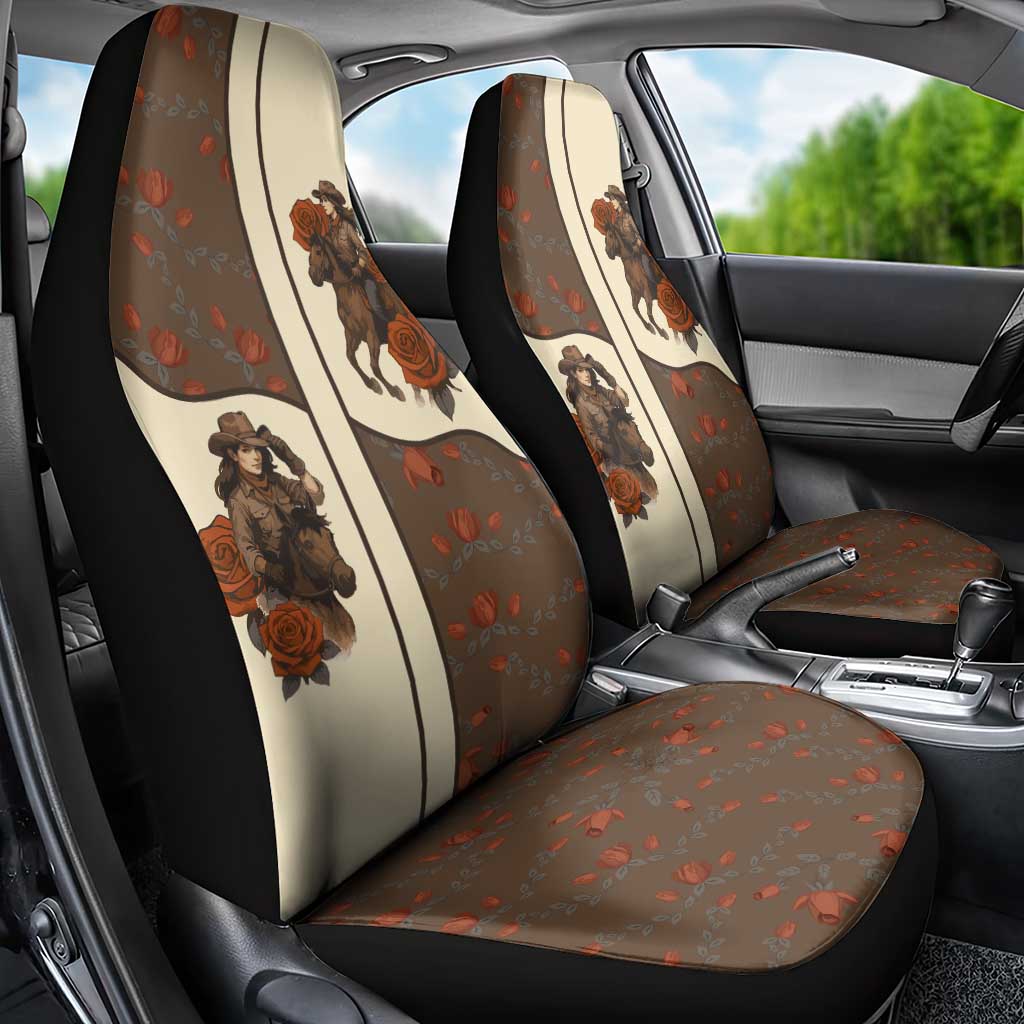 Cowgirl Car Seat Cover Rose Retro Western Yoke - Wonder Print Shop