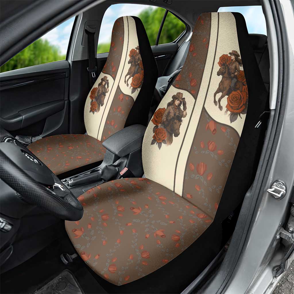 Cowgirl Car Seat Cover Rose Retro Western Yoke - Wonder Print Shop