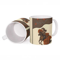 Cowgirl Ceramic Mug Rose Retro Western Yoke - Wonder Print Shop