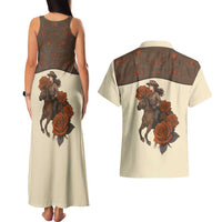 Cowgirl Couples Matching Tank Maxi Dress and Hawaiian Shirt Rose Retro Western Yoke - Wonder Print Shop