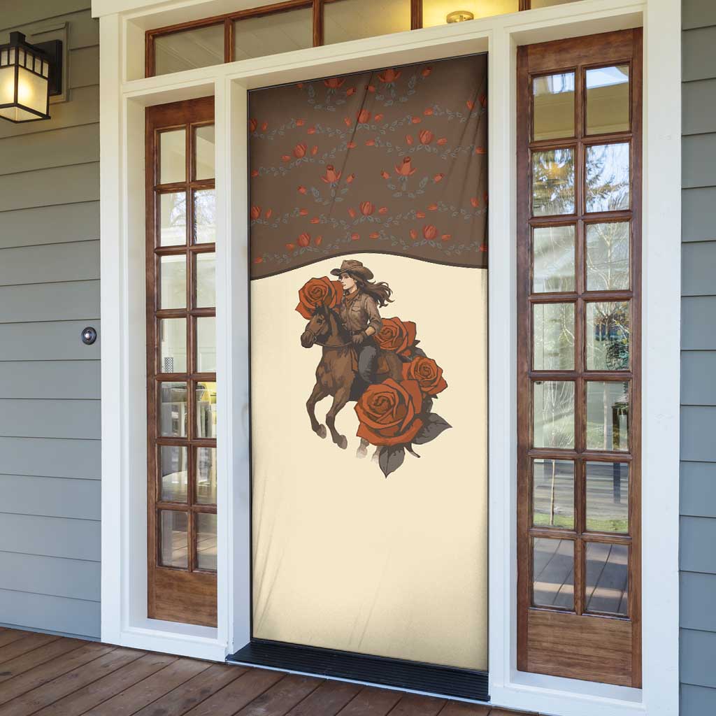 Cowgirl Door Cover Rose Retro Western Yoke - Wonder Print Shop