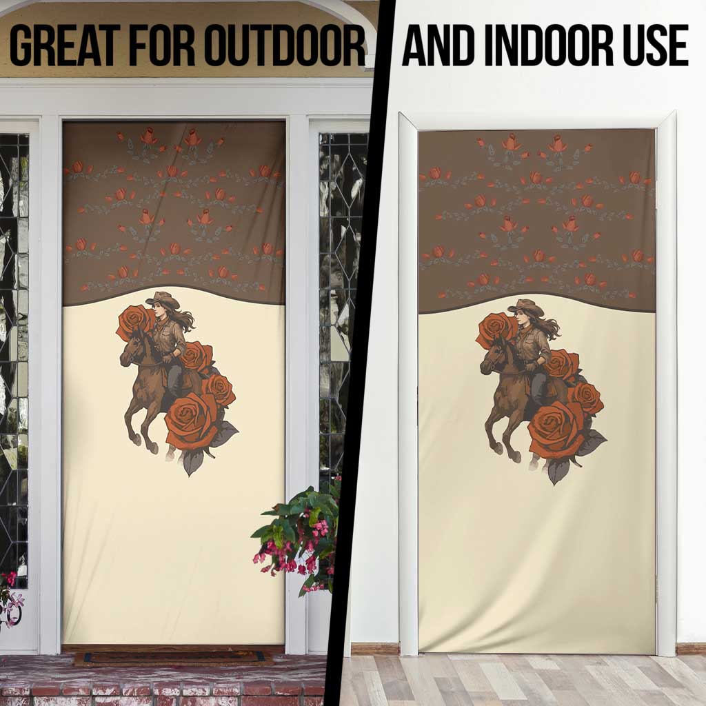 Cowgirl Door Cover Rose Retro Western Yoke - Wonder Print Shop