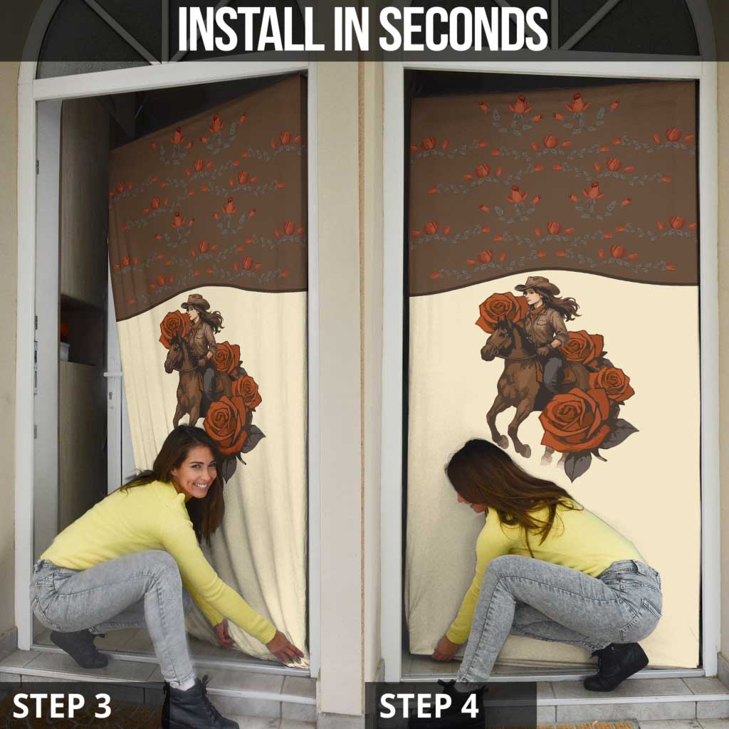 Cowgirl Door Cover Rose Retro Western Yoke - Wonder Print Shop