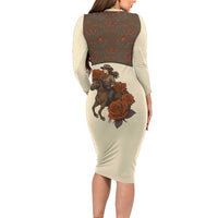 Cowgirl Family Matching Long Sleeve Bodycon Dress and Hawaiian Shirt Rose Retro Western Yoke - Wonder Print Shop