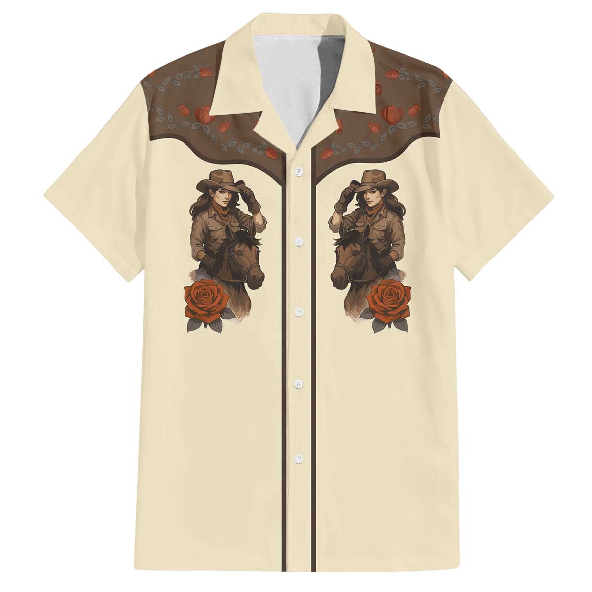 Cowgirl Family Matching Off The Shoulder Long Sleeve Dress and Hawaiian Shirt Rose Retro Western Yoke - Wonder Print Shop