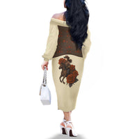 Cowgirl Family Matching Off The Shoulder Long Sleeve Dress and Hawaiian Shirt Rose Retro Western Yoke - Wonder Print Shop