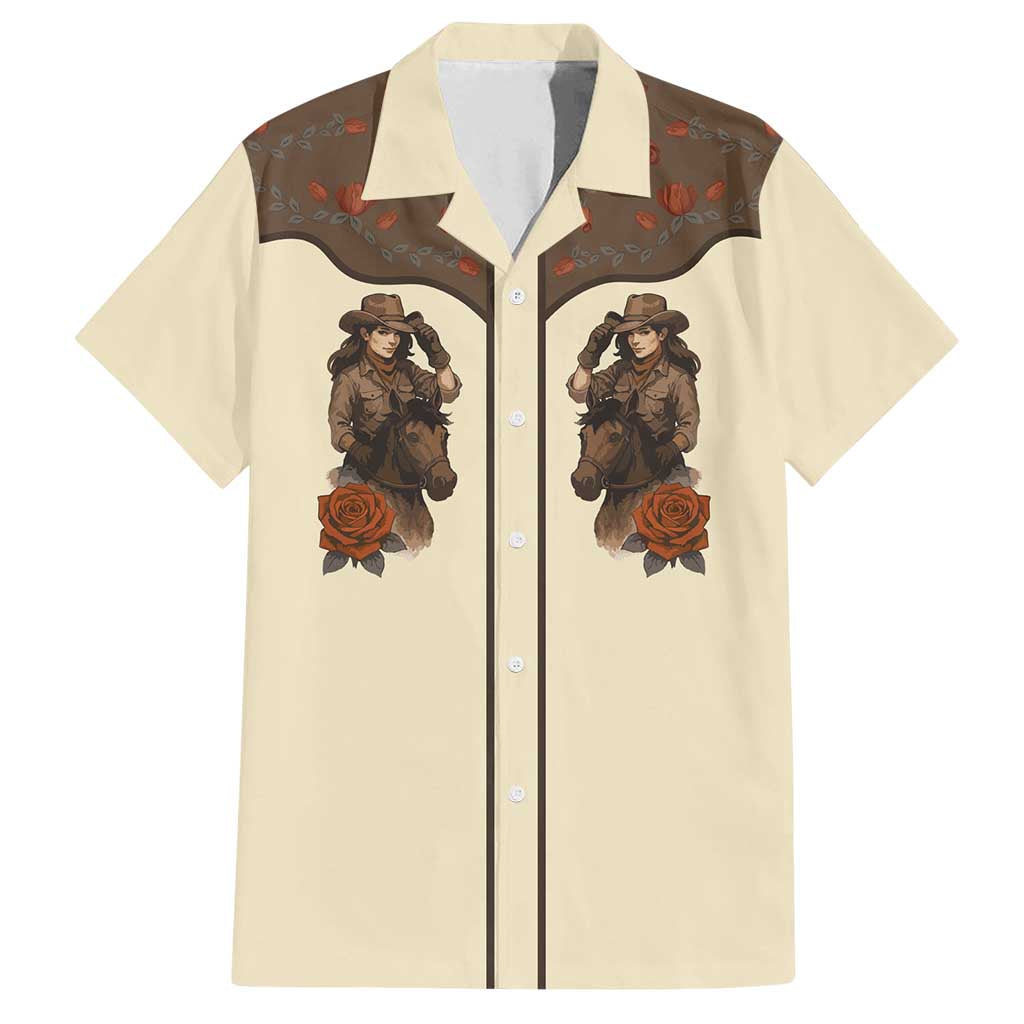 Cowgirl Family Matching Off Shoulder Short Dress and Hawaiian Shirt Rose Retro Western Yoke - Wonder Print Shop