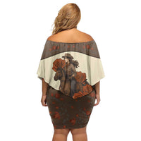 Cowgirl Family Matching Off Shoulder Short Dress and Hawaiian Shirt Rose Retro Western Yoke - Wonder Print Shop