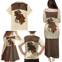 Cowgirl Family Matching Puletasi and Hawaiian Shirt Rose Retro Western Yoke - Wonder Print Shop