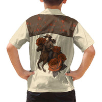 Cowgirl Family Matching Short Sleeve Bodycon Dress and Hawaiian Shirt Rose Retro Western Yoke - Wonder Print Shop