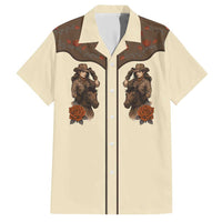 Cowgirl Family Matching Short Sleeve Bodycon Dress and Hawaiian Shirt Rose Retro Western Yoke - Wonder Print Shop