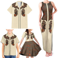 Cowgirl Family Matching Tank Maxi Dress and Hawaiian Shirt Rose Retro Western Yoke - Wonder Print Shop
