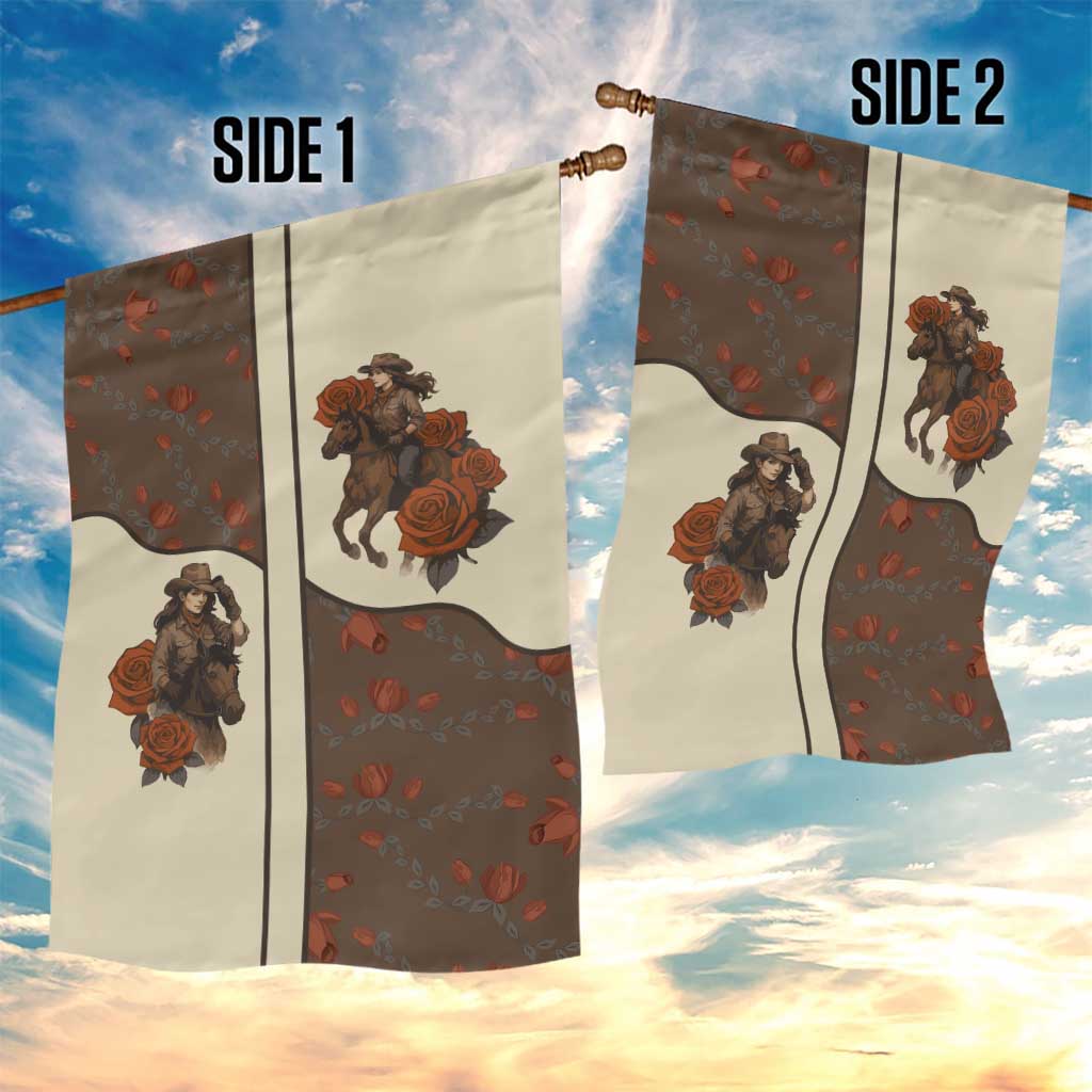 Cowgirl Garden Flag Rose Retro Western Yoke - Wonder Print Shop