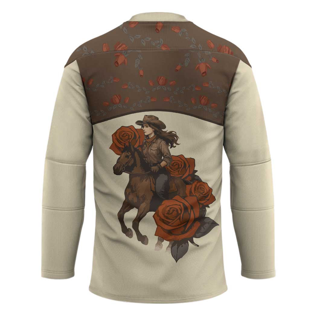 Cowgirl Hockey Jersey Rose Retro Western Yoke - Wonder Print Shop