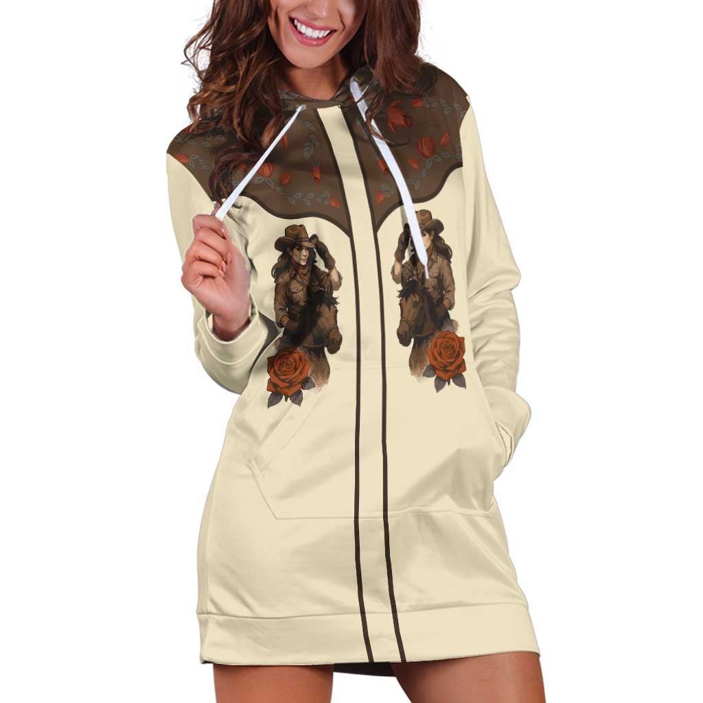 Cowgirl Hoodie Dress Rose Retro Western Yoke - Wonder Print Shop