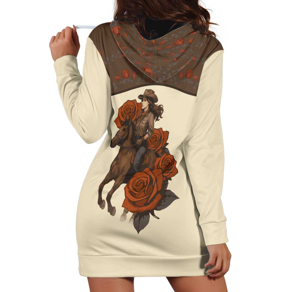Cowgirl Hoodie Dress Rose Retro Western Yoke - Wonder Print Shop