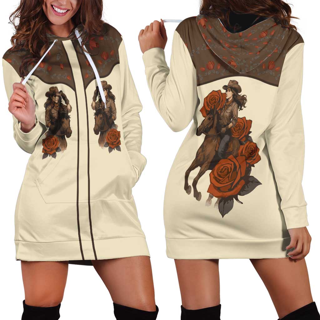 Cowgirl Hoodie Dress Rose Retro Western Yoke - Wonder Print Shop