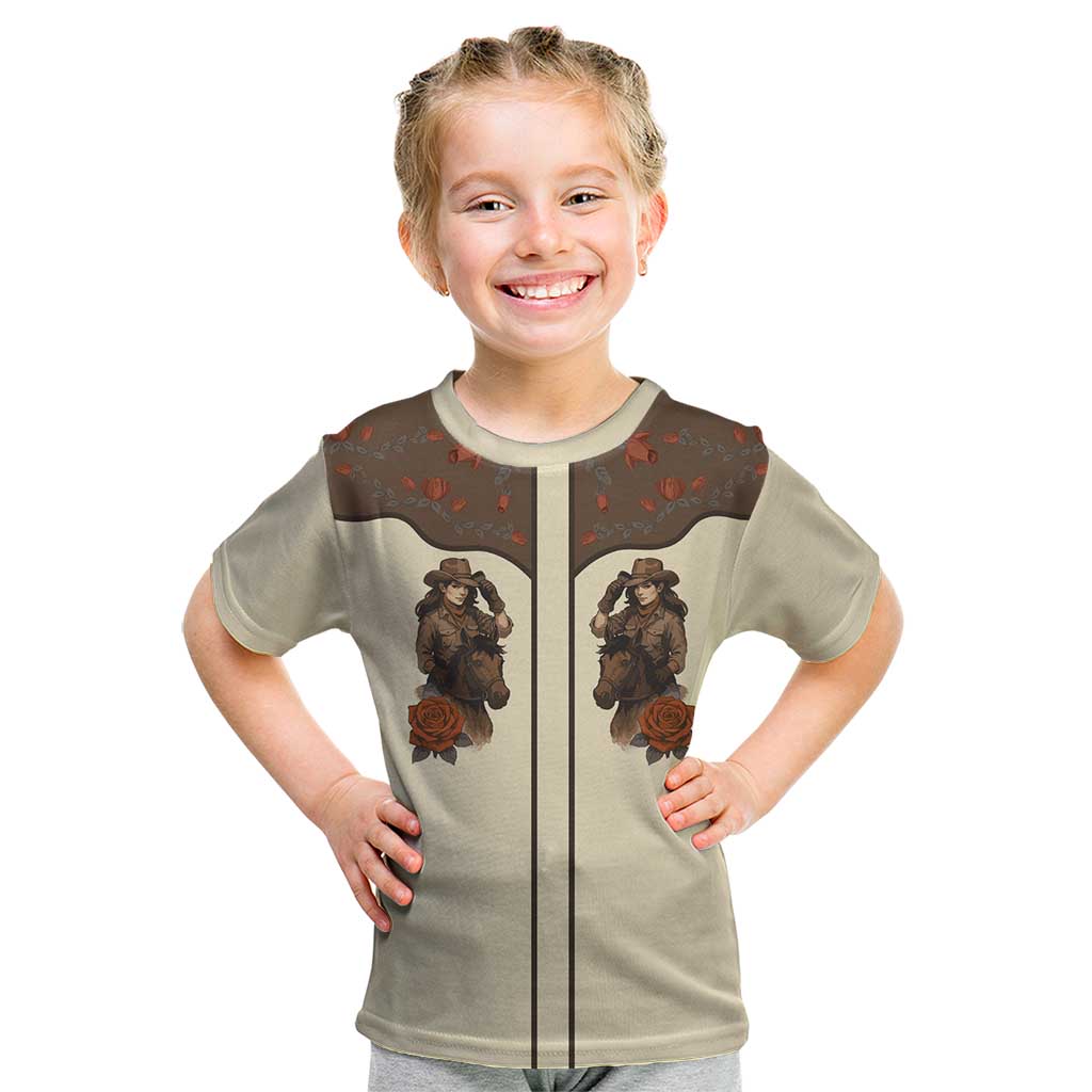 Cowgirl Kid T Shirt Rose Retro Western Yoke - Wonder Print Shop