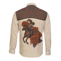 Cowgirl Long Sleeve Button Shirt Rose Retro Western Yoke - Wonder Print Shop