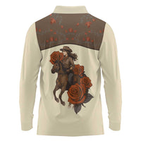 Cowgirl Long Sleeve Polo Shirt Rose Retro Western Yoke - Wonder Print Shop