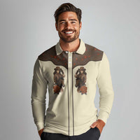 Cowgirl Long Sleeve Polo Shirt Rose Retro Western Yoke - Wonder Print Shop