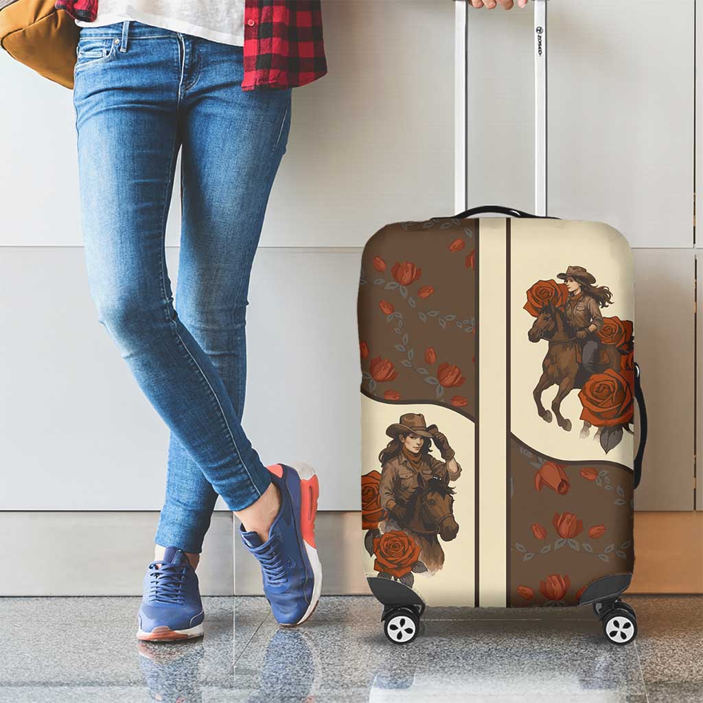 Cowgirl Luggage Cover Rose Retro Western Yoke - Wonder Print Shop