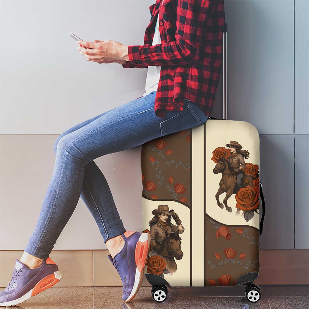 Cowgirl Luggage Cover Rose Retro Western Yoke - Wonder Print Shop