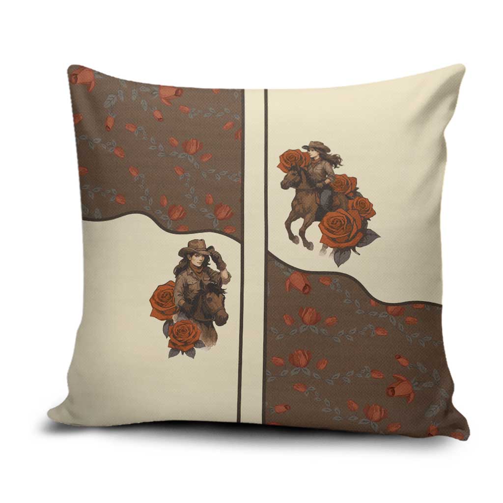 Cowgirl Pillow Cover Rose Retro Western Yoke - Wonder Print Shop