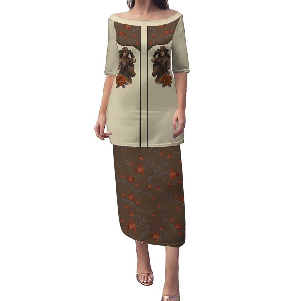 Cowgirl Puletasi Rose Retro Western Yoke - Wonder Print Shop