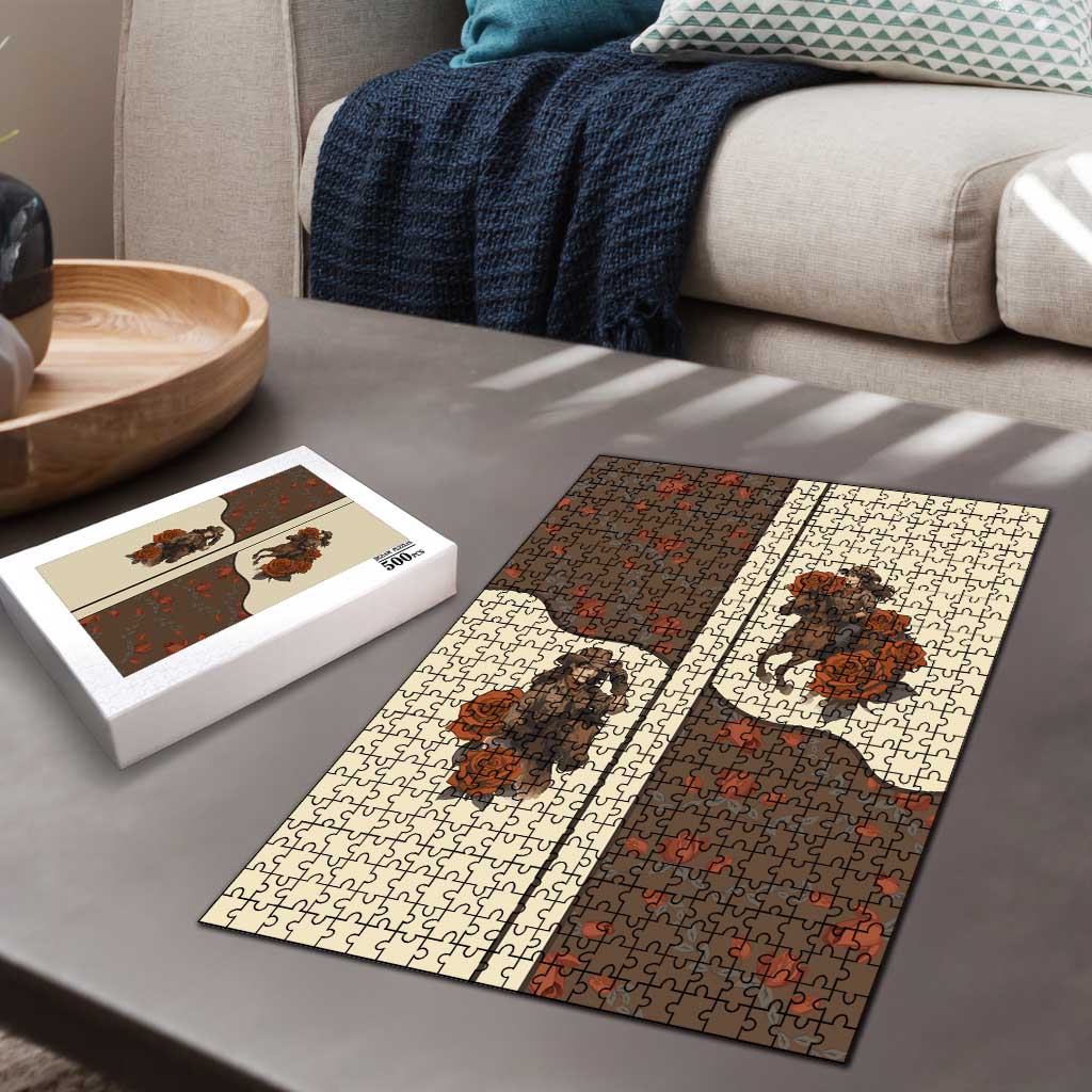 Cowgirl Puzzle Rose Retro Western Yoke - Wonder Print Shop