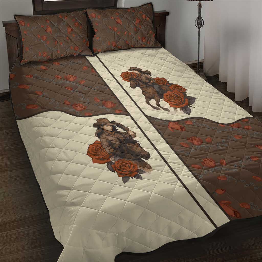 Cowgirl Quilt Bed Set Rose Retro Western Yoke - Wonder Print Shop