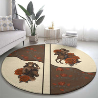 Cowgirl Round Carpet Rose Retro Western Yoke - Wonder Print Shop