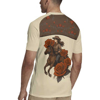 Cowgirl Rugby Jersey Rose Retro Western Yoke - Wonder Print Shop