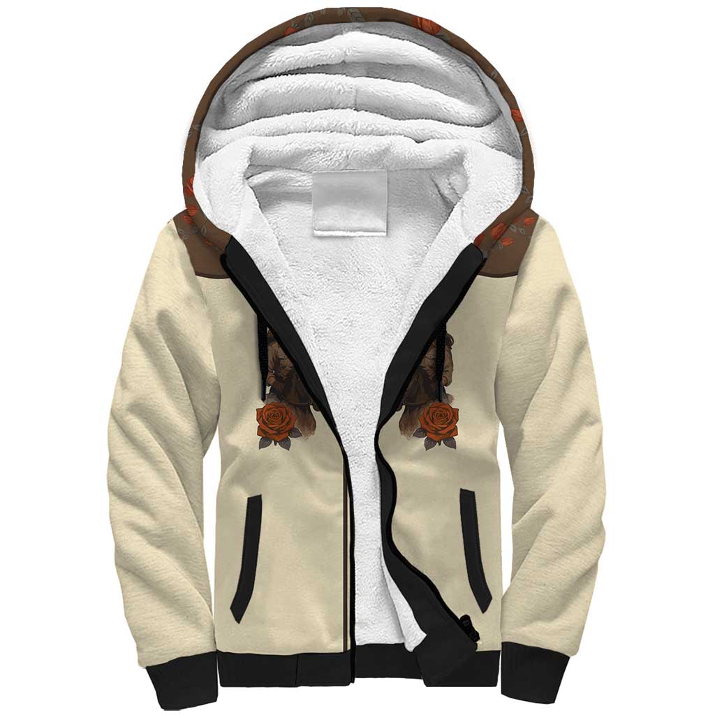 Cowgirl Sherpa Hoodie Rose Retro Western Yoke - Wonder Print Shop