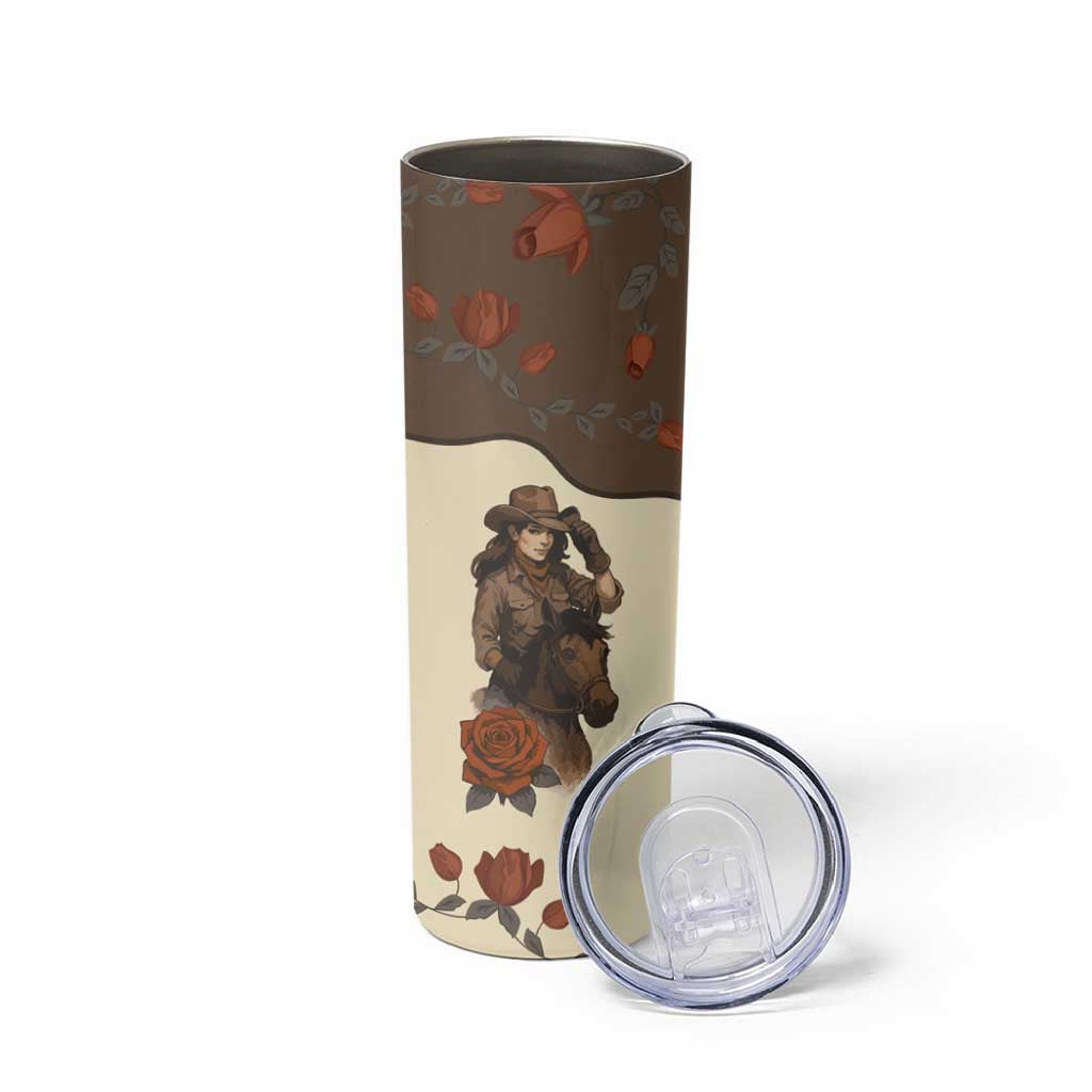 Cowgirl Skinny Tumbler Rose Retro Western Yoke - Wonder Print Shop