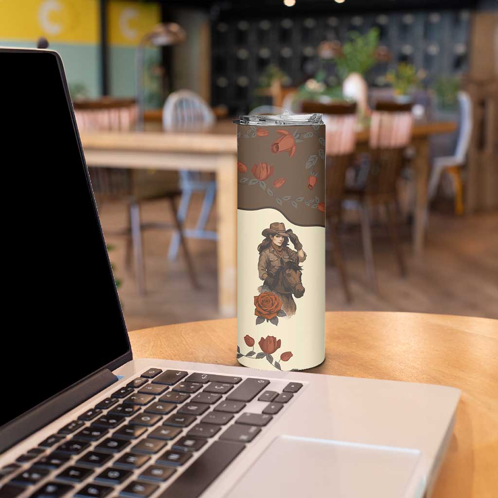 Cowgirl Skinny Tumbler Rose Retro Western Yoke - Wonder Print Shop