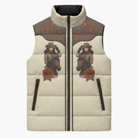 Cowgirl Sleeveless Puffer Jacket Rose Retro Western Yoke - Wonder Print Shop