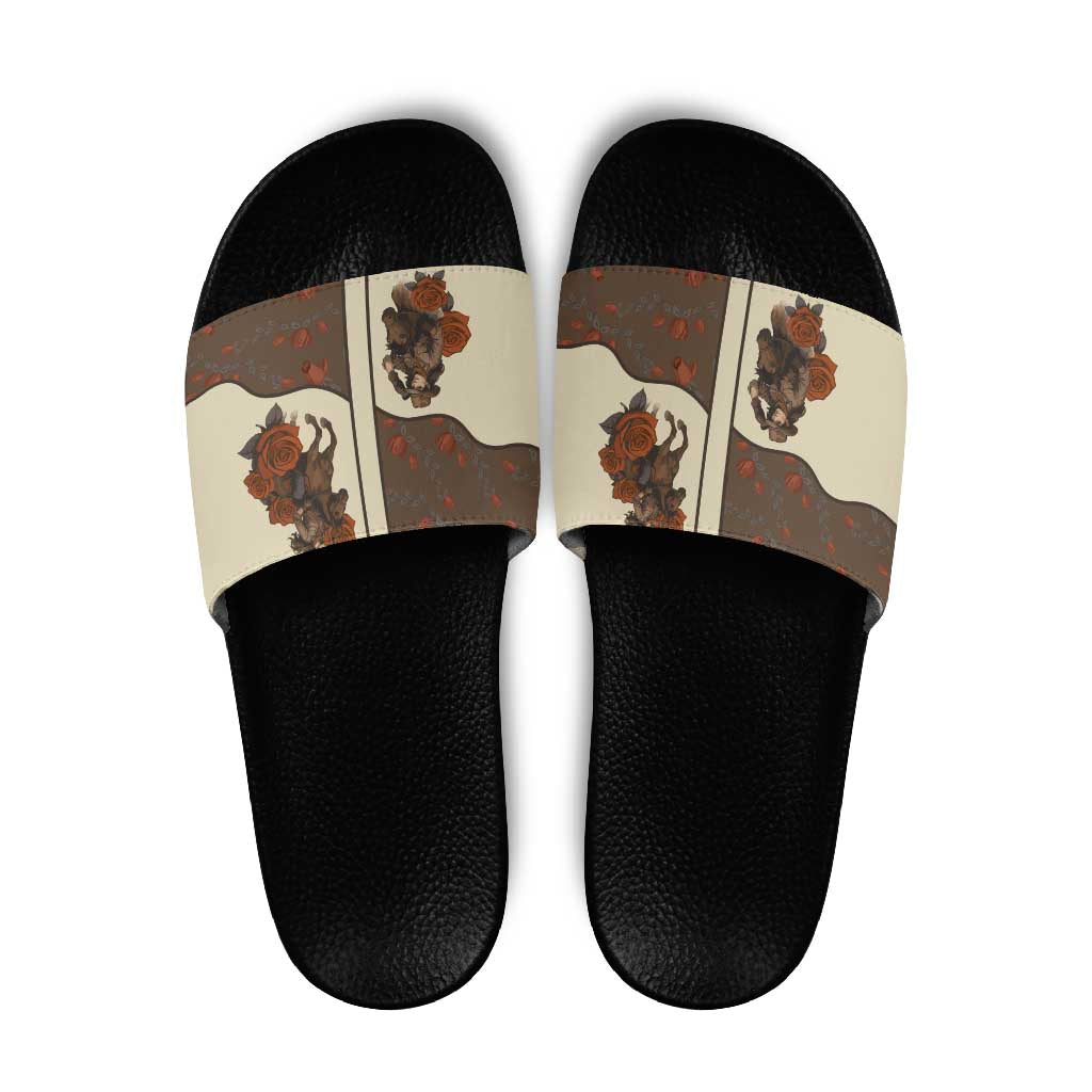 Cowgirl Slide Sandals Rose Retro Western Yoke - Wonder Print Shop