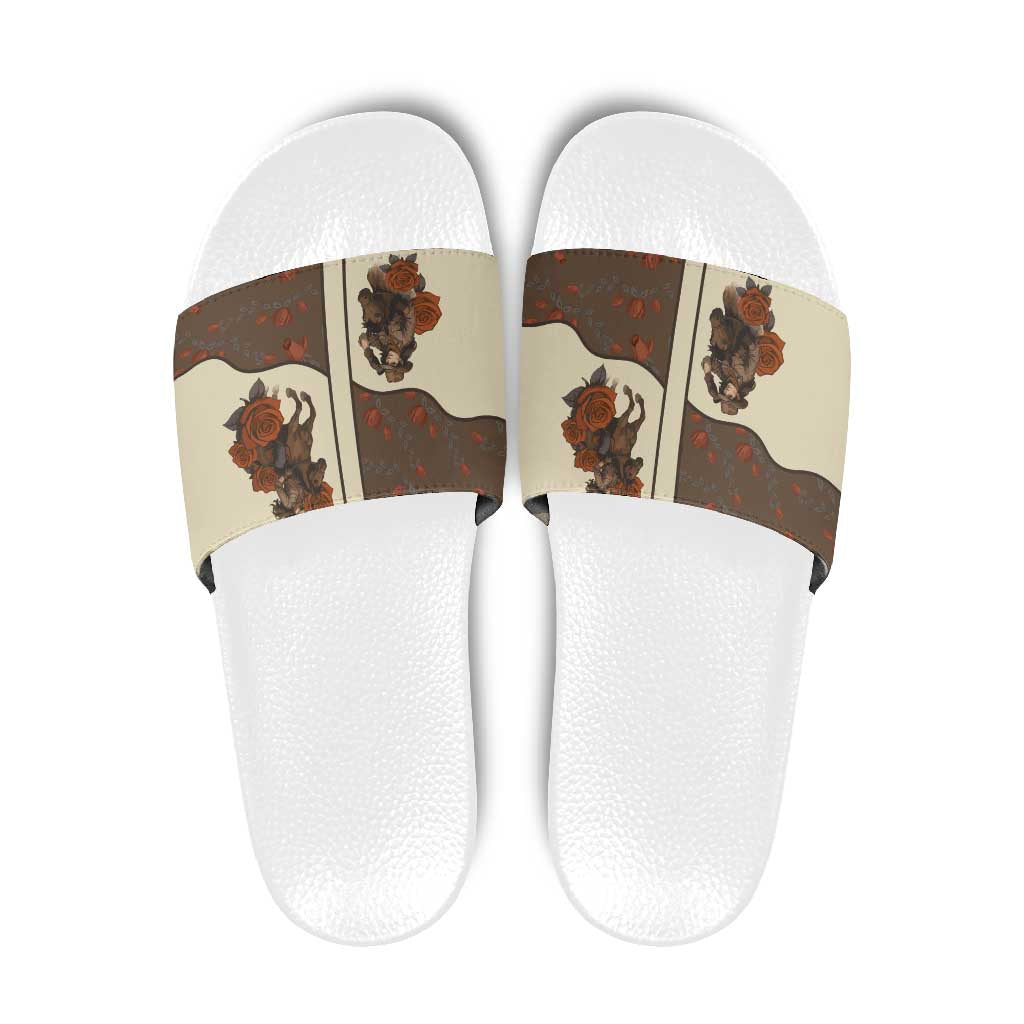 Cowgirl Slide Sandals Rose Retro Western Yoke - Wonder Print Shop
