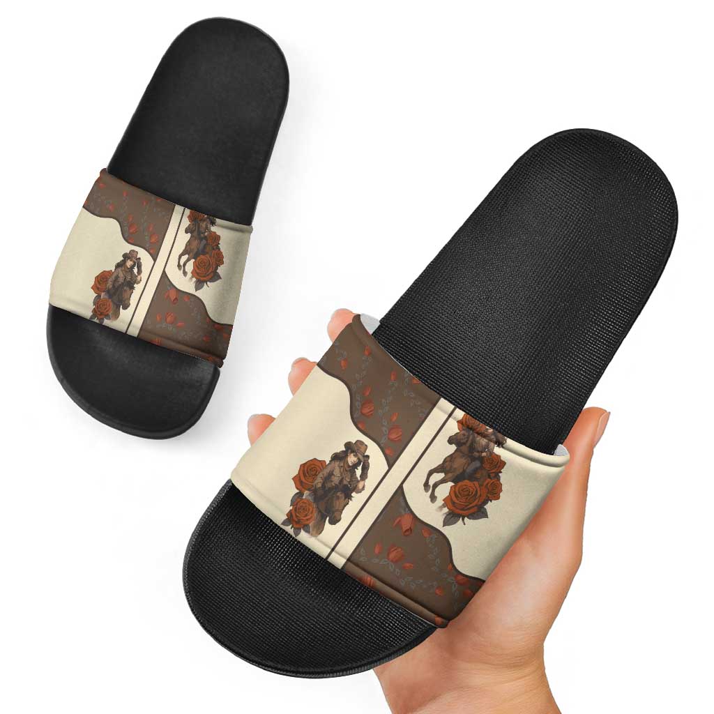 Cowgirl Slide Sandals Rose Retro Western Yoke - Wonder Print Shop