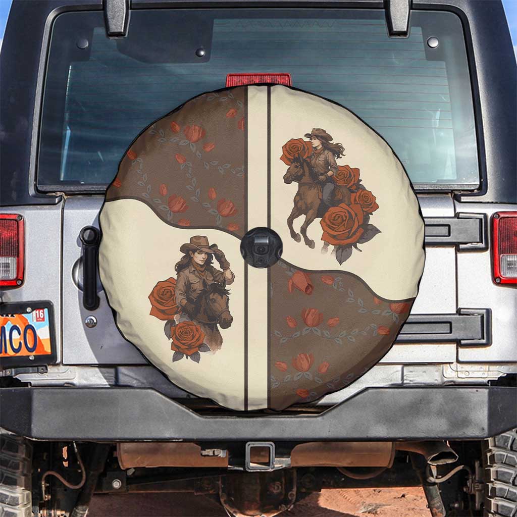 Cowgirl Spare Tire Cover Rose Retro Western Yoke - Wonder Print Shop