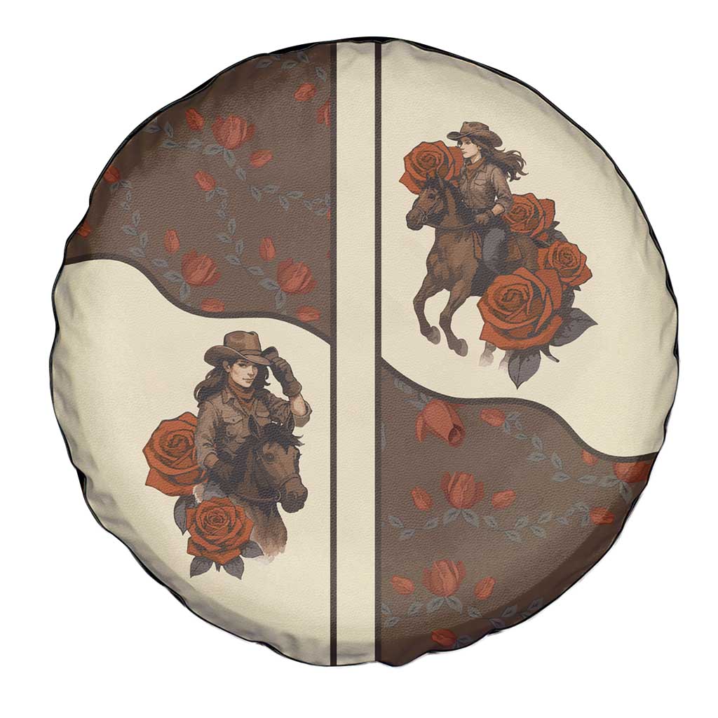 Cowgirl Spare Tire Cover Rose Retro Western Yoke - Wonder Print Shop