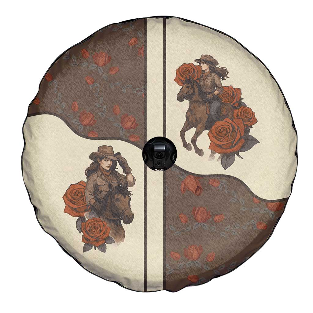 Cowgirl Spare Tire Cover Rose Retro Western Yoke - Wonder Print Shop