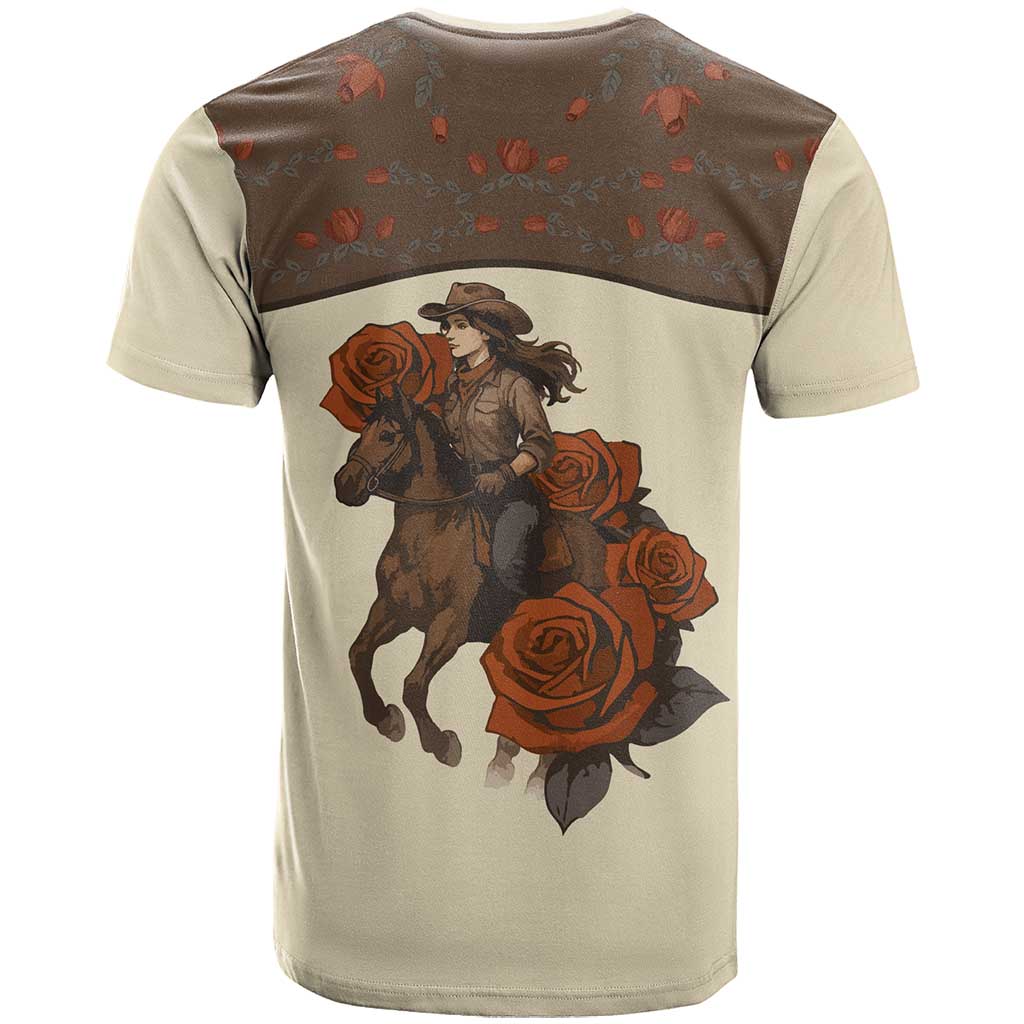 Cowgirl T Shirt Rose Retro Western Yoke - Wonder Print Shop