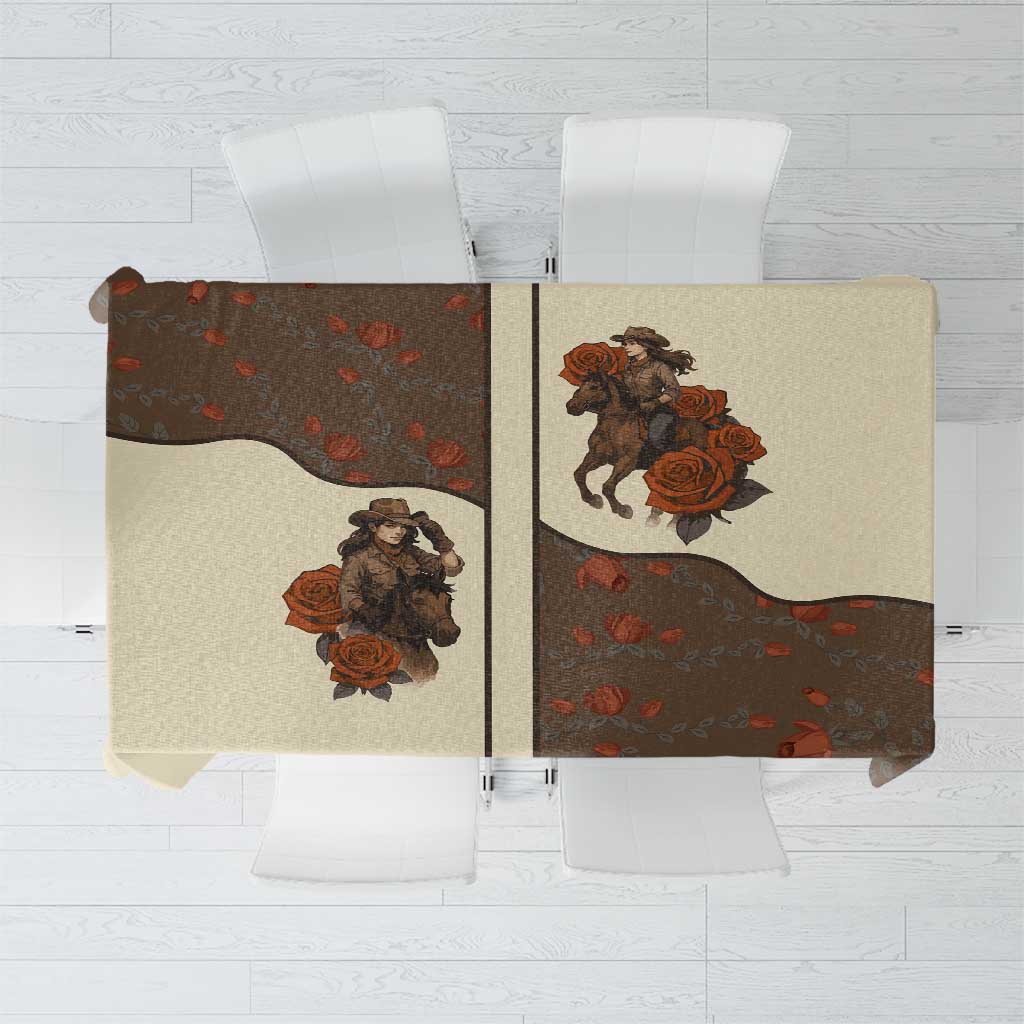 Cowgirl Tablecloth Rose Retro Western Yoke - Wonder Print Shop