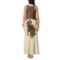 Cowgirl Tank Maxi Dress Rose Retro Western Yoke - Wonder Print Shop