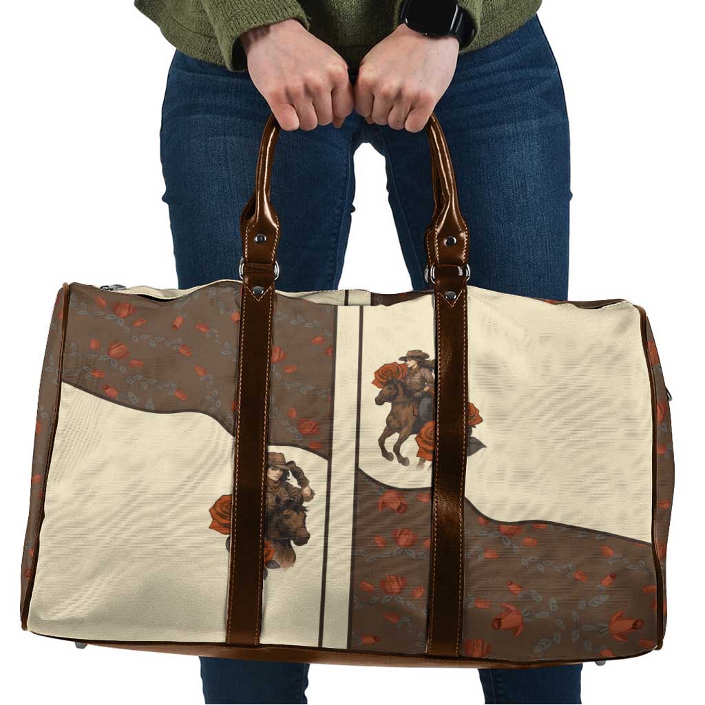 Cowgirl Travel Bag Rose Retro Western Yoke - Wonder Print Shop