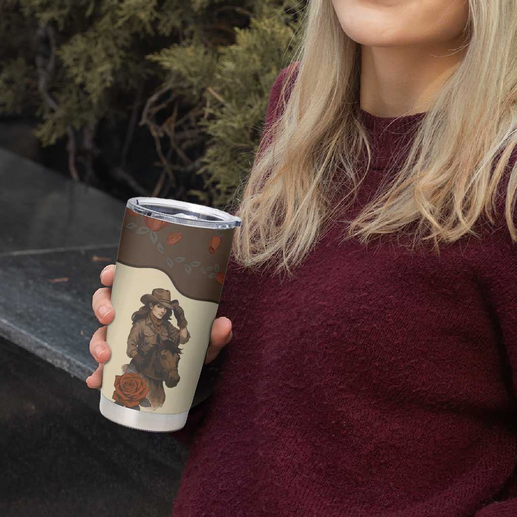 Cowgirl Tumbler Cup Rose Retro Western Yoke - Wonder Print Shop